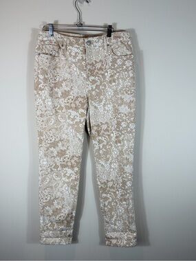 Chico's Beige & White So Slimming Ankle Jeans 6R